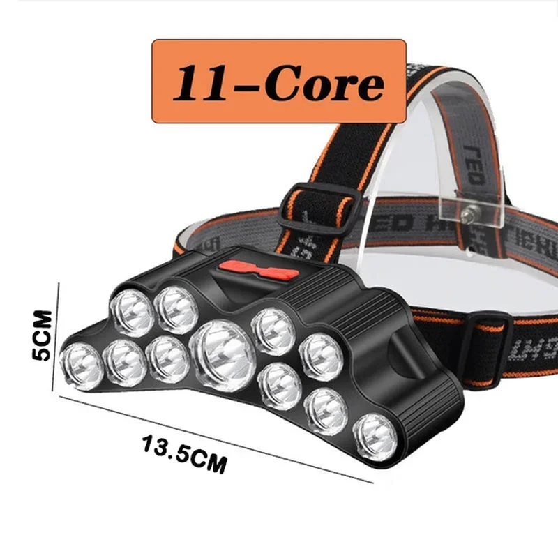 Güçlü 11LED far USB şarj edilebilir kafa lambası balıkçılık kafa feneri su geçirmez avcılık kamp açık Run yürüyüş işık