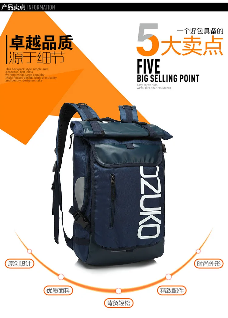 OZUKO Rucksack Männer 15,6 Zoll Laptop Wasserabweisende Schultasche für Teenager Casual Student Rucksäcke Männliche Reise Mochila Mode – Detail 16