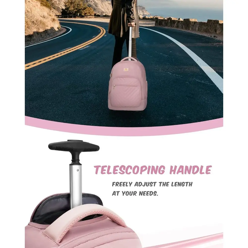 Mochila com Rodas MATEIN para Mulheres, Mochila de Viagem para Laptop de 17 Polegadas com Rodas, Grande Mochila de Rodas para Negócios, Impermeável