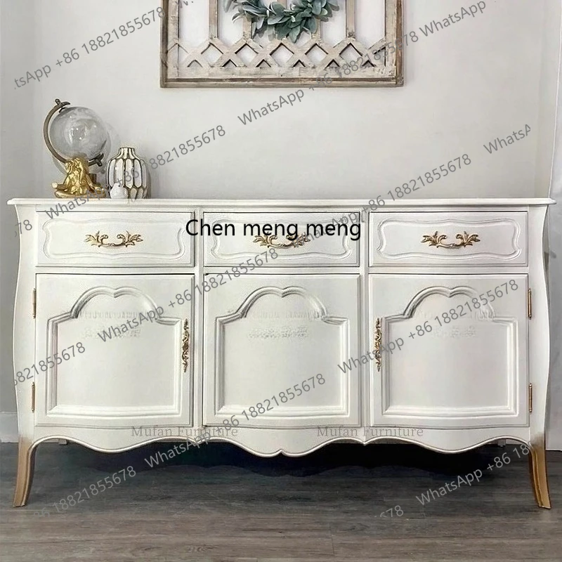 

Mid-Century Style Carved Entryway Shelf French Entry Solid Wood Minimalist Hallway Shelf American Retro Entryway Table