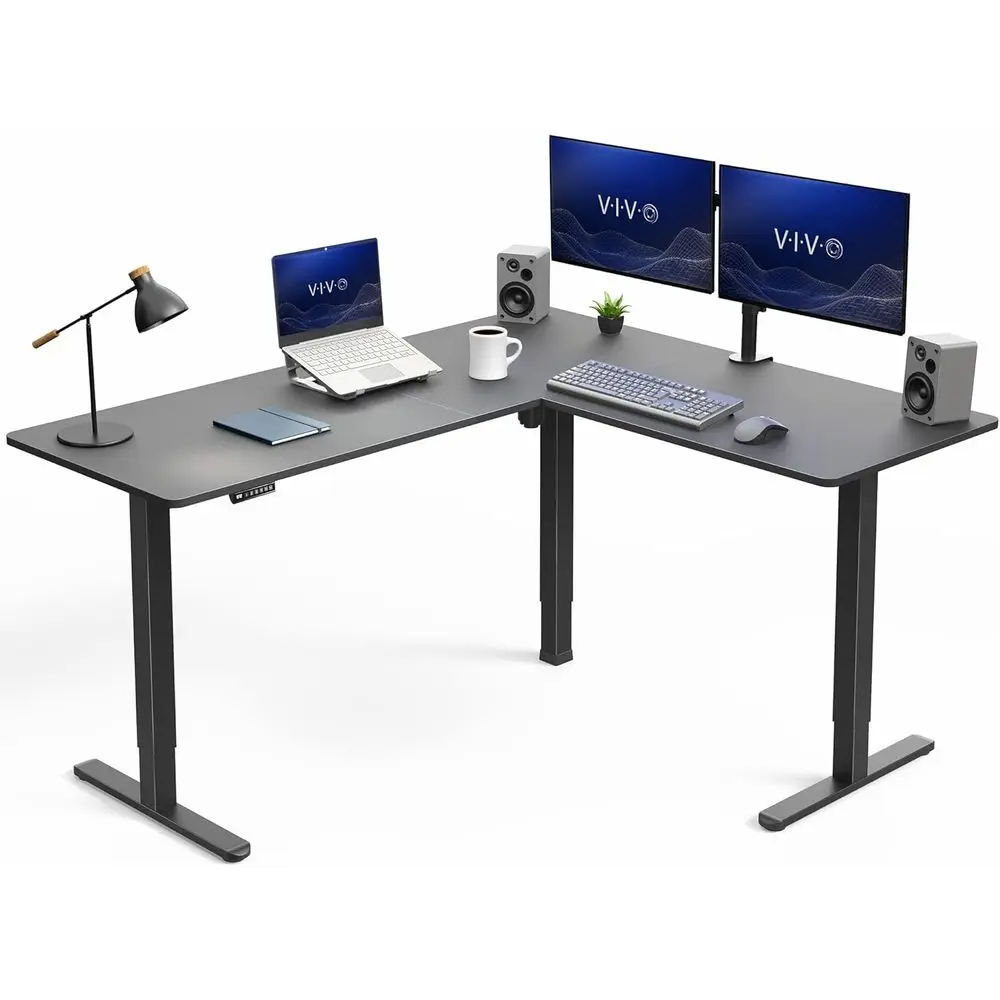 63 x 55 in Standing Desk, Electric, Reversible L-Shaped Table, Sit Stand, Height Adjustable, Memory Controller, Office Furniture