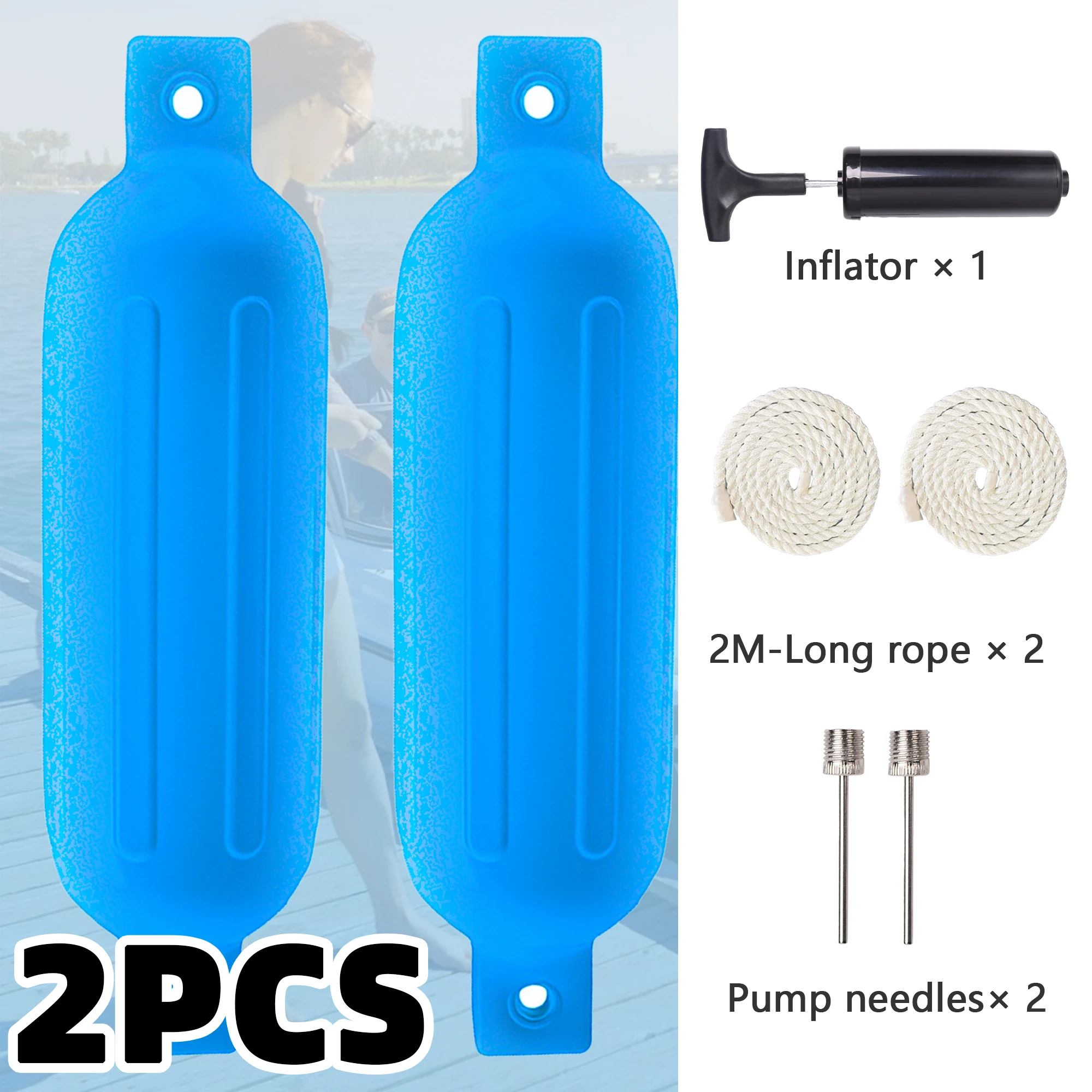 

2PCS Boat Fenders With Ropes Needles And Pump For Docking For Yachts Sailing Speedboat Floating Platform Fishing Pontoons
