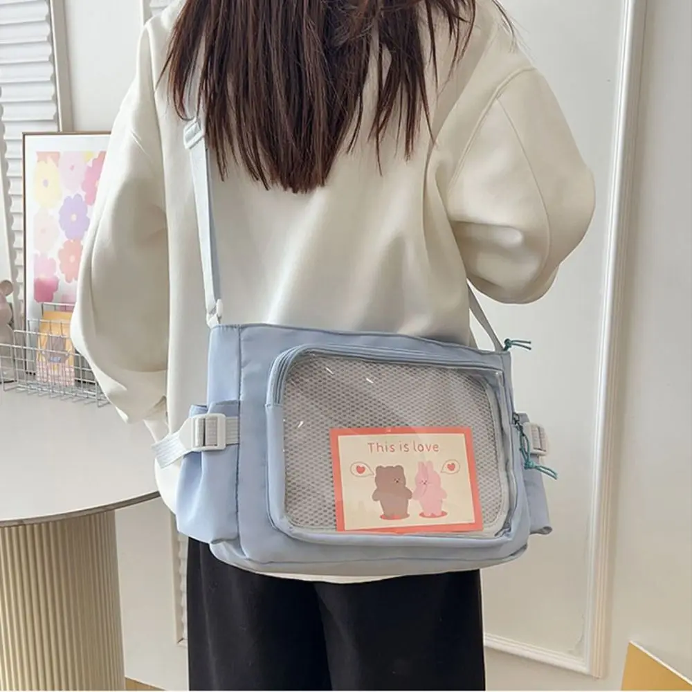

Zipper Bag Solid Color Itabag Nylon Cotton Doll Bag Transparent Bags Wallet Idol Merchandise Storage Shoulder Bag Men