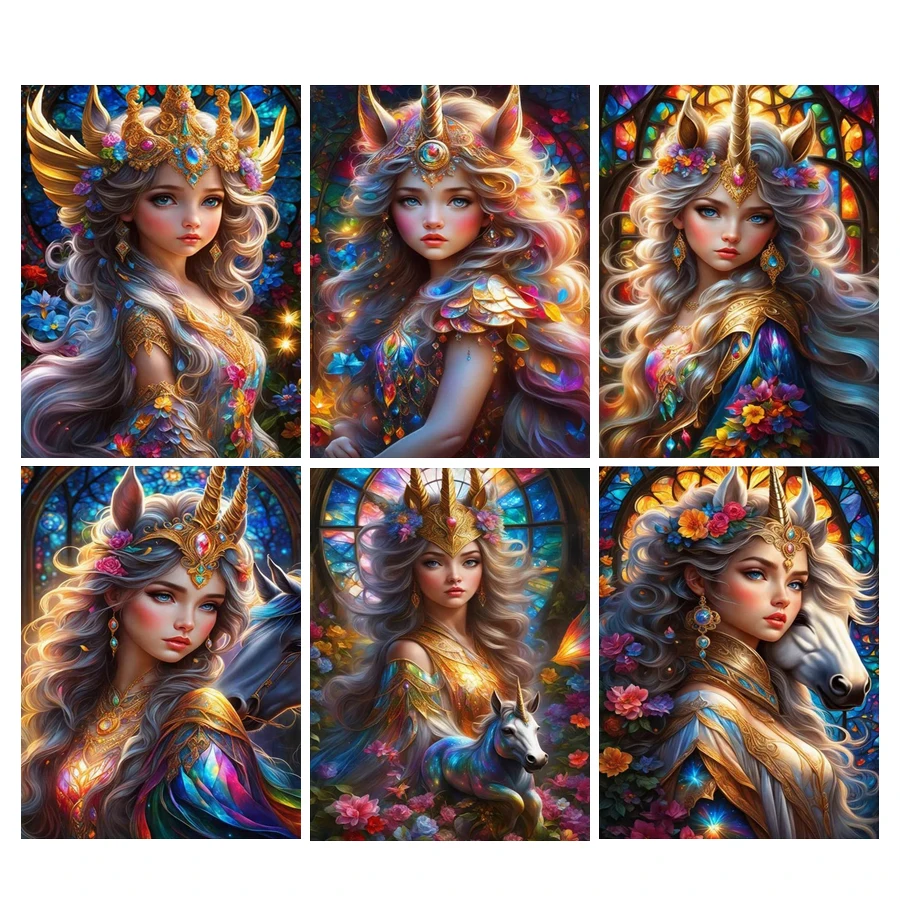 New Diamond Painting Kits Elf And Unicorn Square Round Drill Full Mosaic Arts Fantasy Girl Diy Rhinestone Embroidery Picture