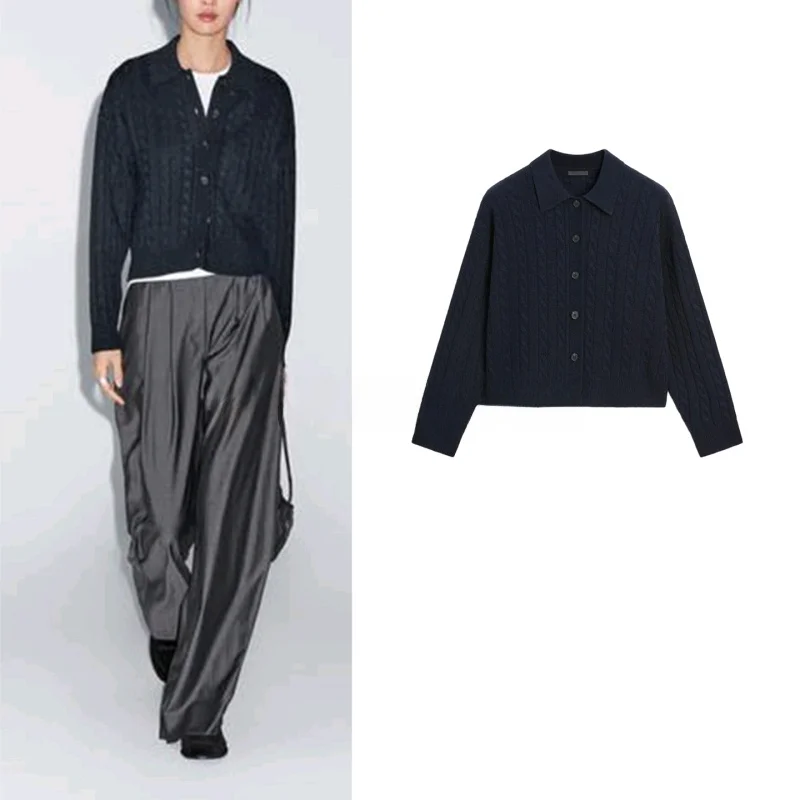 

mat Sle Women's Ne Open Cardigan Knitted Long Sve Polyester Fiber Casual Faion Regular Fit Autumn New Ar...