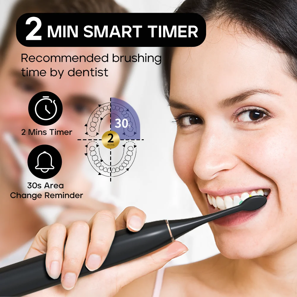 Electric Toothbrush Sonic Toothbrush with 3 Calculus Remover 3 Replaceable Toothbrush Heads Pressure Sensor Splash Prevent 2701