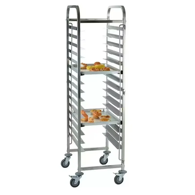 Double Sided Bread Display Rack Mobile Stand for Retail Bakeries Pastry Shops Commercial Use
