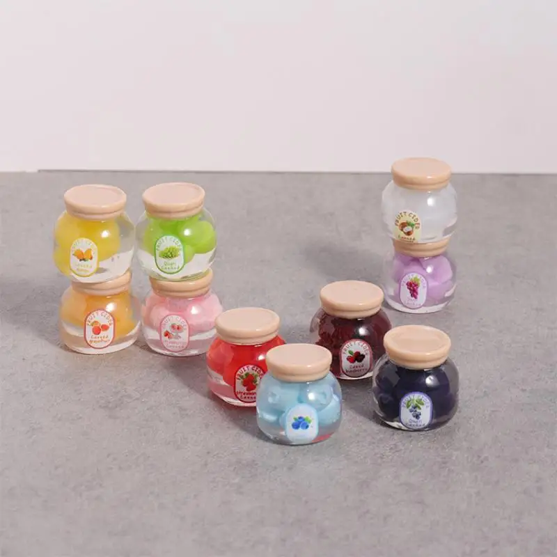 5 Pezzi Mini Bottiglie di Marmellata, Decorazione Cucina, Simulazione Casa delle Bambole, Modellini di Frutta e Caramelle in Scatola, Accessori Giocattolo per Casa delle Bambole