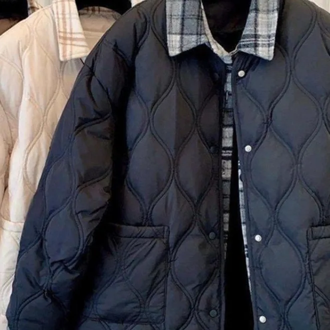 

Men's Large Size 300 Pou Plaid Cotton Jaet Autumn Winter Warm Retro Sle Trendy Match All Outerwear Casual Youth ular