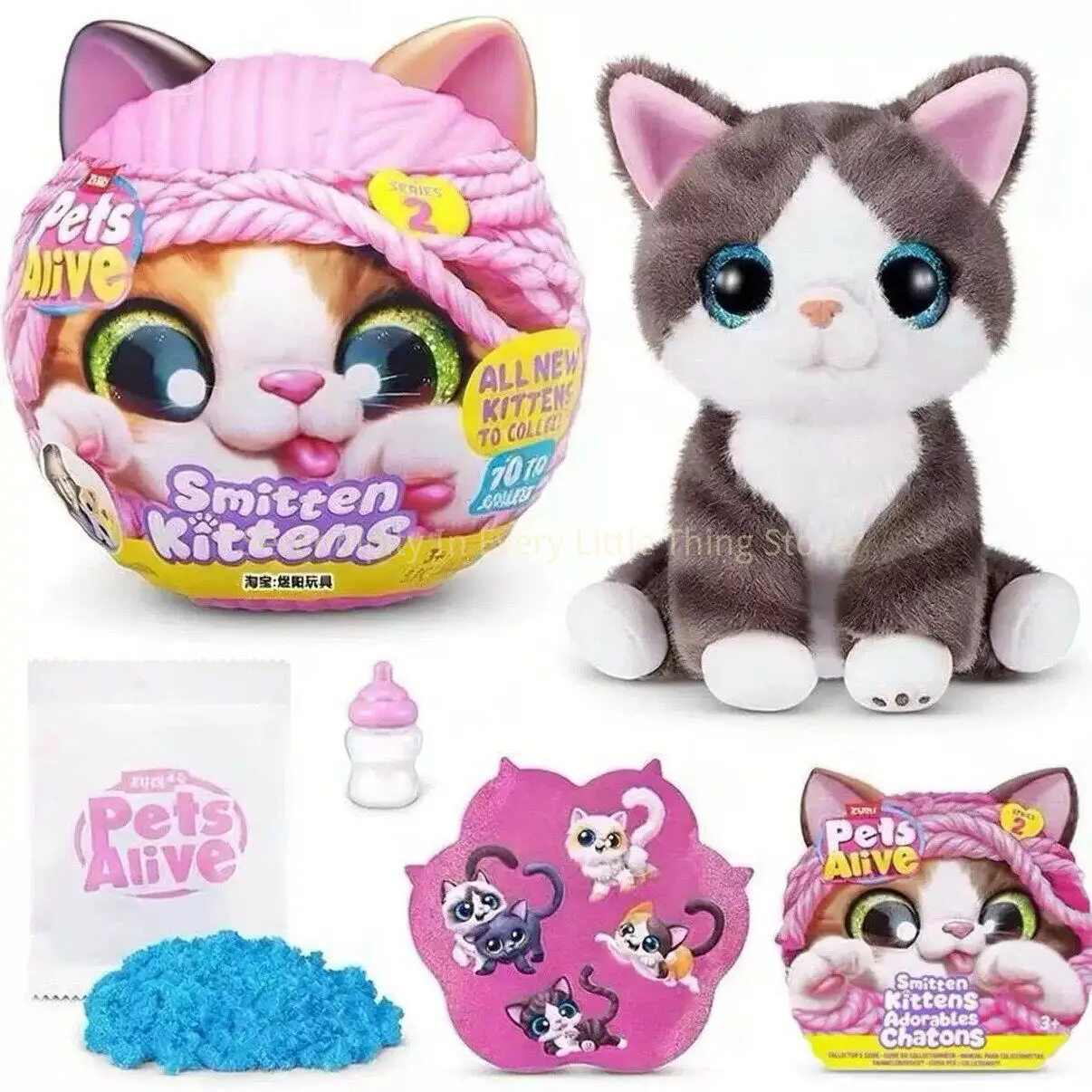 

Zuru Plush Cat Stuffed Toy Soft Furry Big Glitter Eyes Cartoon Squeaky Plush Doll Home Decoration Birthday Gift For Pet Lovers
