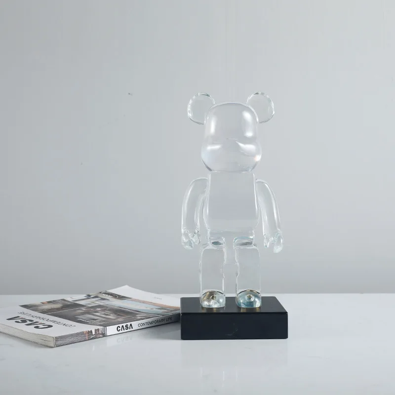 400% Transparent Bear Figurine Resin Clear Violent Bear Statues Figures Luxury Living Room Decorations Sculpture Home Ornament