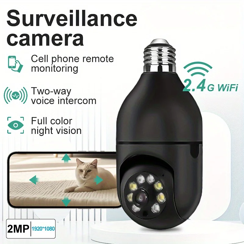 2.4GHz WiFi Dome Camera 1080P Full HD Smart Home Security with Motion Detection Alarm Color Night Vision Security
