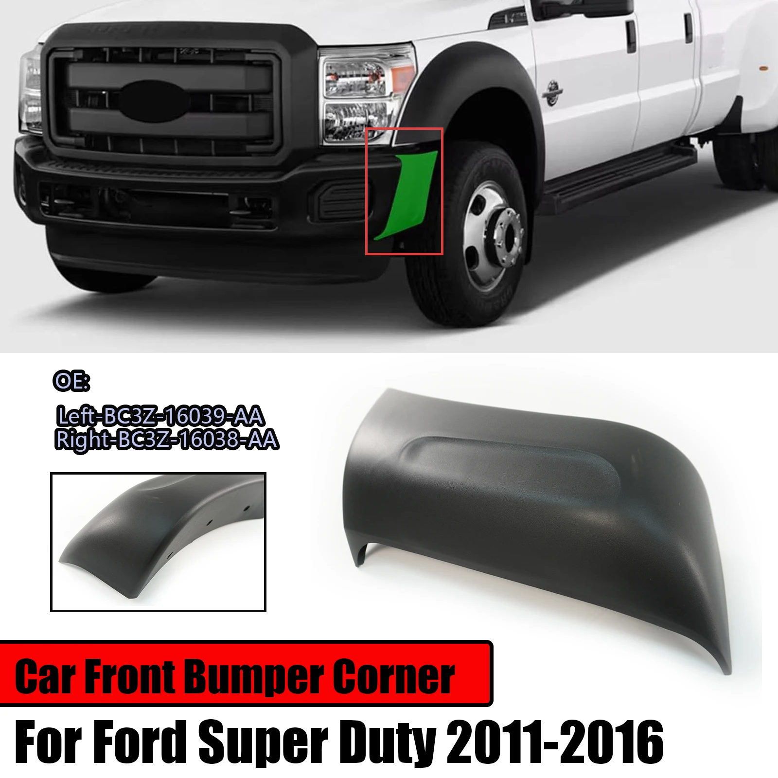 

Уголок раструба переднего бампера для Ford Super Duty 2011 2012 2013-2016, левый BC3Z-16039-AA, правый BC3Z-16038-AA, черный