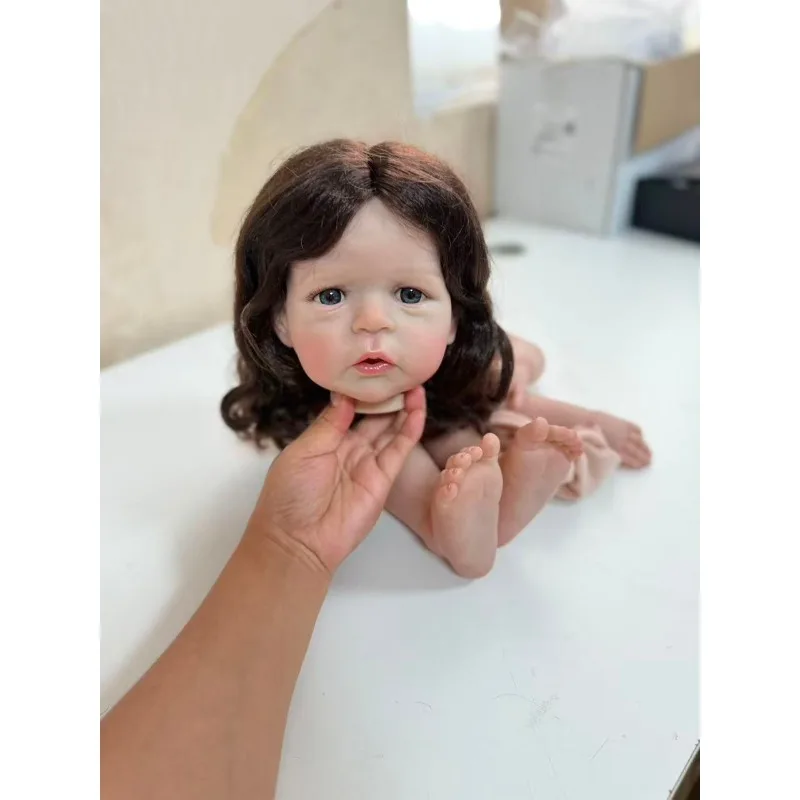 Kit de Muñeca Reborn de 24 Pulgadas, Ya Pintada, Sandie, Linda Muñeca Bebé Niña, Piezas de Muñeca DIY con Cuerpo de Tela y Ojos
