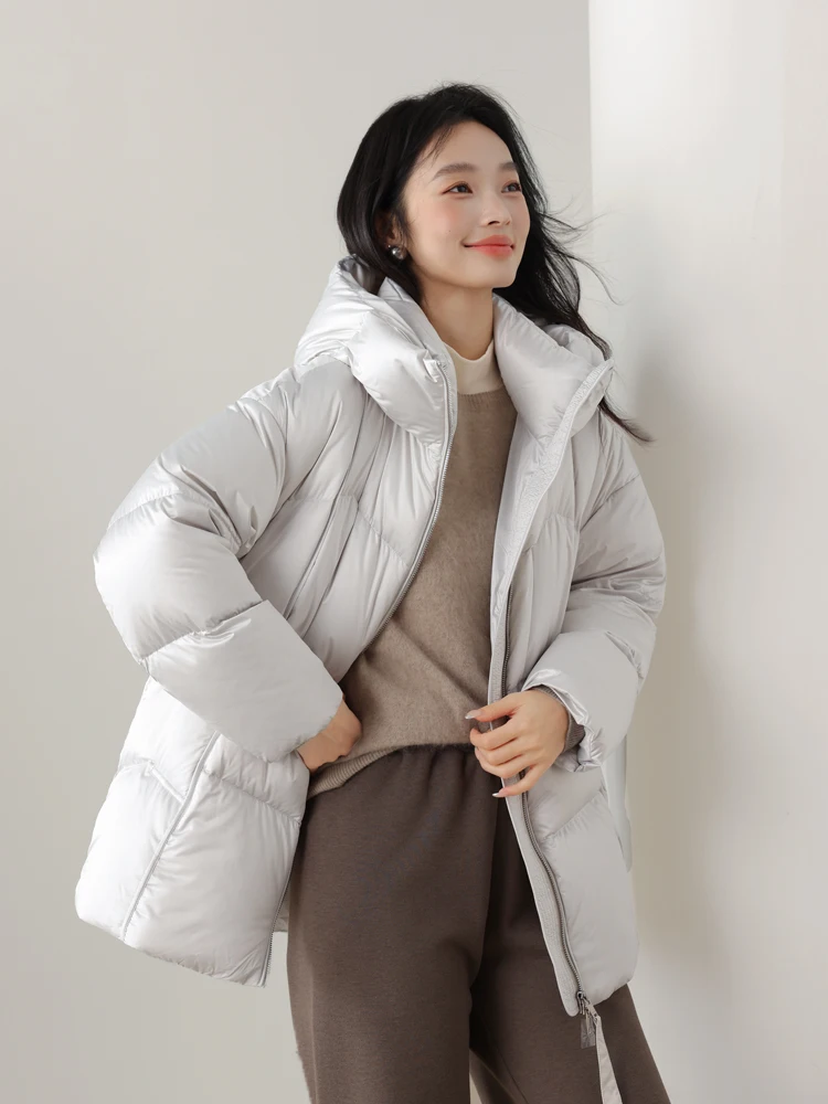 

Утепленная женская куртка-пуховик с капюшоном из полиэфирного волокна, свободного кроя, для осени и зимы, теплая и уютная