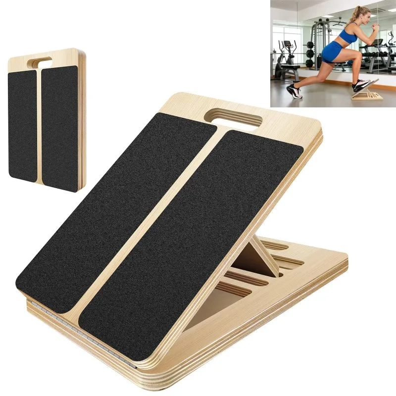 Wooden Slant Board Calf Stretcher 5 Adjustable Angles 330LBS Non Slip for Ankle Physical Therapy Squat Training
