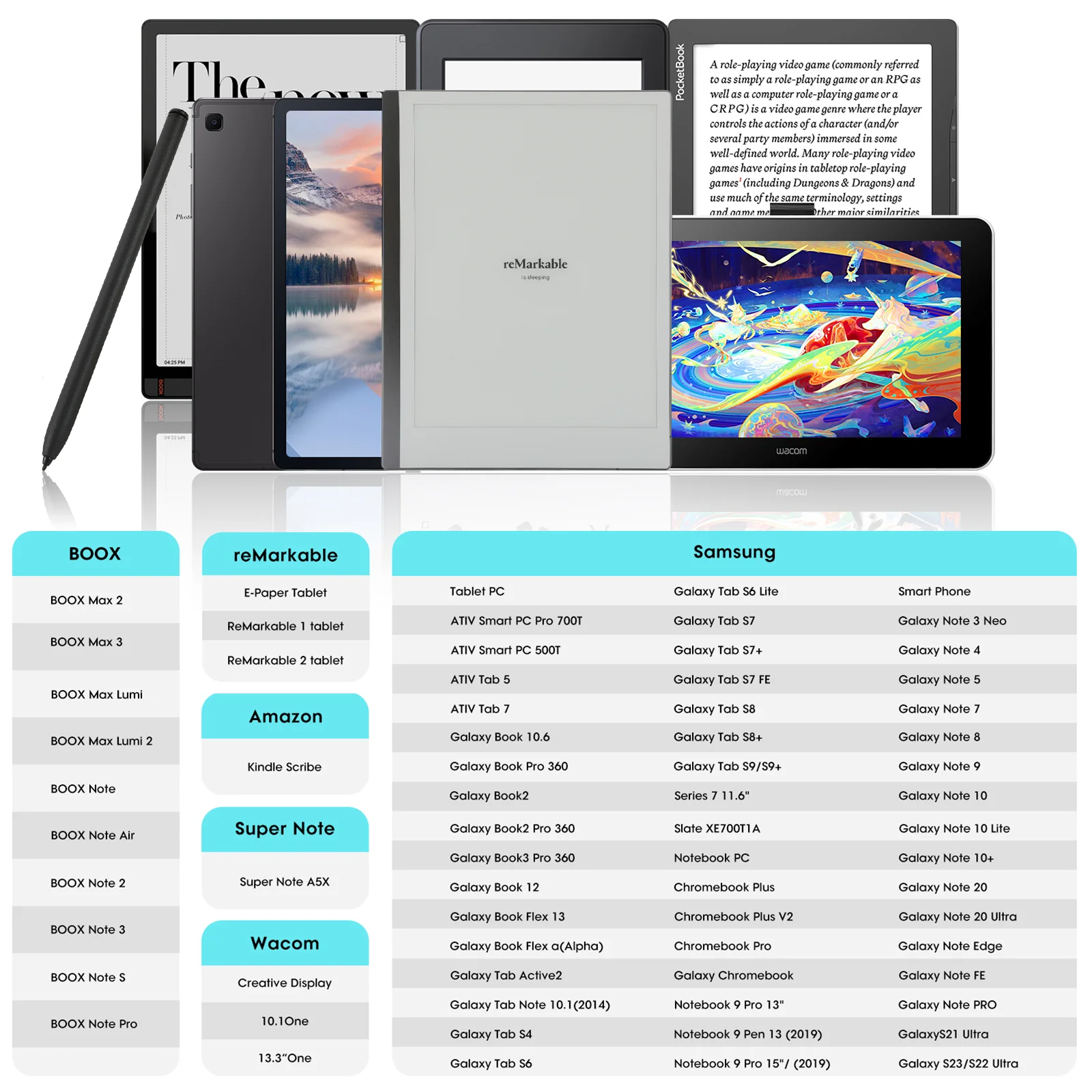 For Remarkable 2 Pen/Samsung Stylus S Pen Tablet Wireless Connectivity Pen for Tab S6 Lite S7FE S7 S7 Plus S8 S9 S9FE S10FE