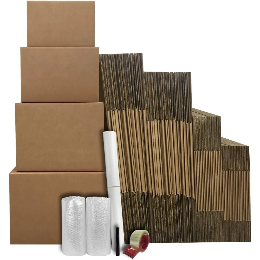 Комплект из 5 ящиков для перемещения в спальне: 58 прочных коробок и основные упаковочные материалы для эффективного перемещения