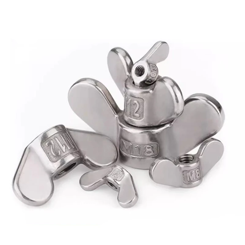 M4 M5 M6 M8 M10 M12 Wing Nut 304 Stainless steel Large Ears Hand Tighten Nut Wingnut Butterfly Nut Ingot Two Claw Nuts
