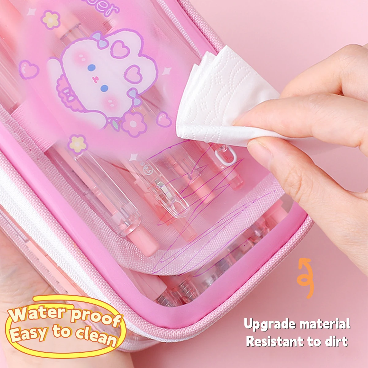 Imagem -05 - Grande Capacidade Transparente Estojo de Lápis Organizador Pen Box Coreano Bolsa para Meninas Papelaria Kawaii Suprimentos Acessórios