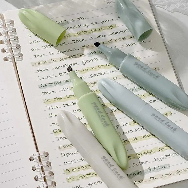 4Pcs/Box Creative Dual-Head Fluorescent Pen Student Colorful Eye Protection Marker DIY Notebook Journal Highlighters