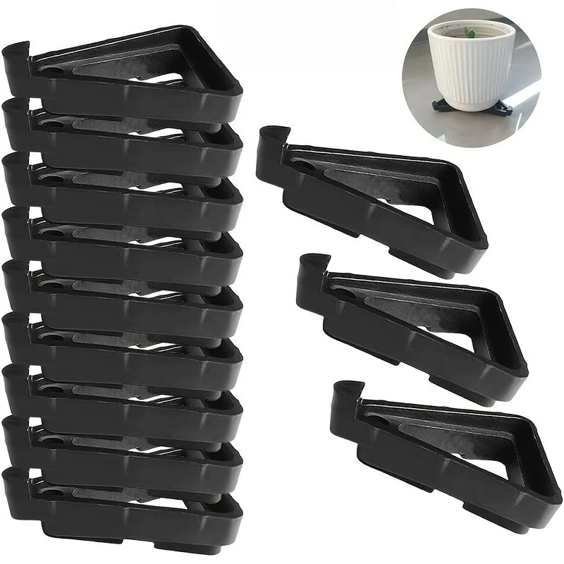 50pcs Plastic Flower Pot Risers & Root Rot Proof Base Breathable Ventilated Modular Foot Pads for Outdoor Pot Elevators Drainage