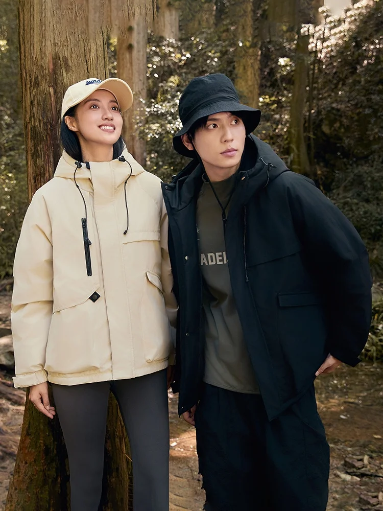 

ex ort Padded Hooded down Jaet Youth Faion Warm Workwear Outerwear Thiened Durable Polyester Fiber White Du down