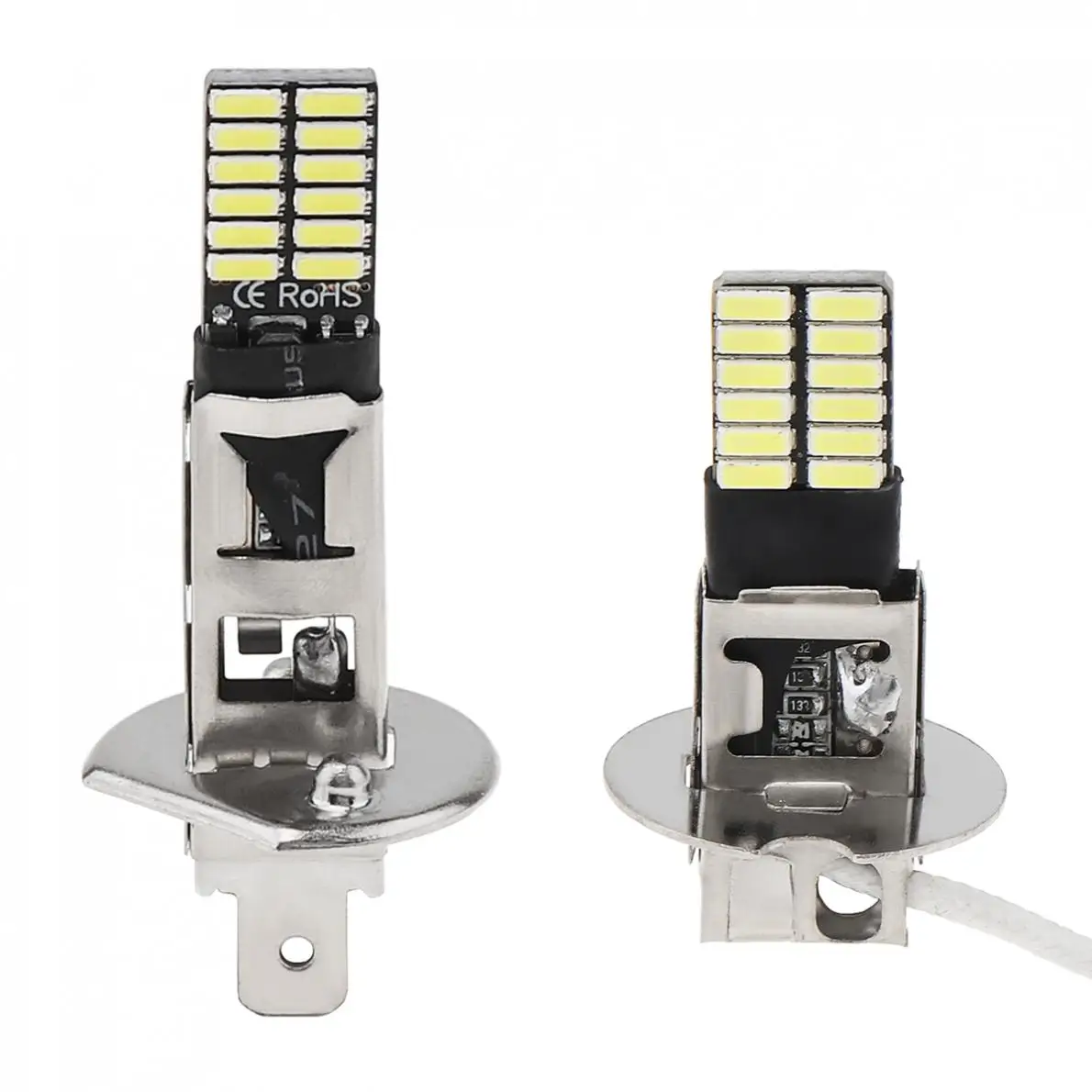 1pc H1 H3 Canbus Super Bright LED Bulb Car Fog Light Headlight 4014 24SMD 12V 6000K Running Light Auto Motorcycle Lamps