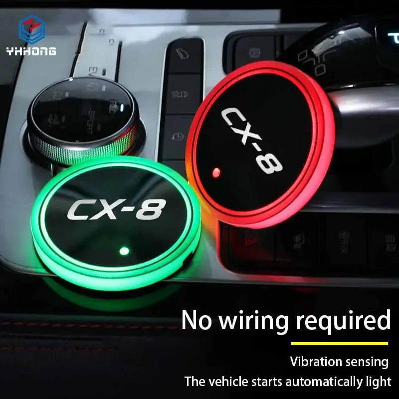 

Luminous Car Water Cup Coaster Holder 7 Colorful USB Charging Car Led Atmosphere Light For Mazda CX8 CX 8 CX-8 Auto Accessories