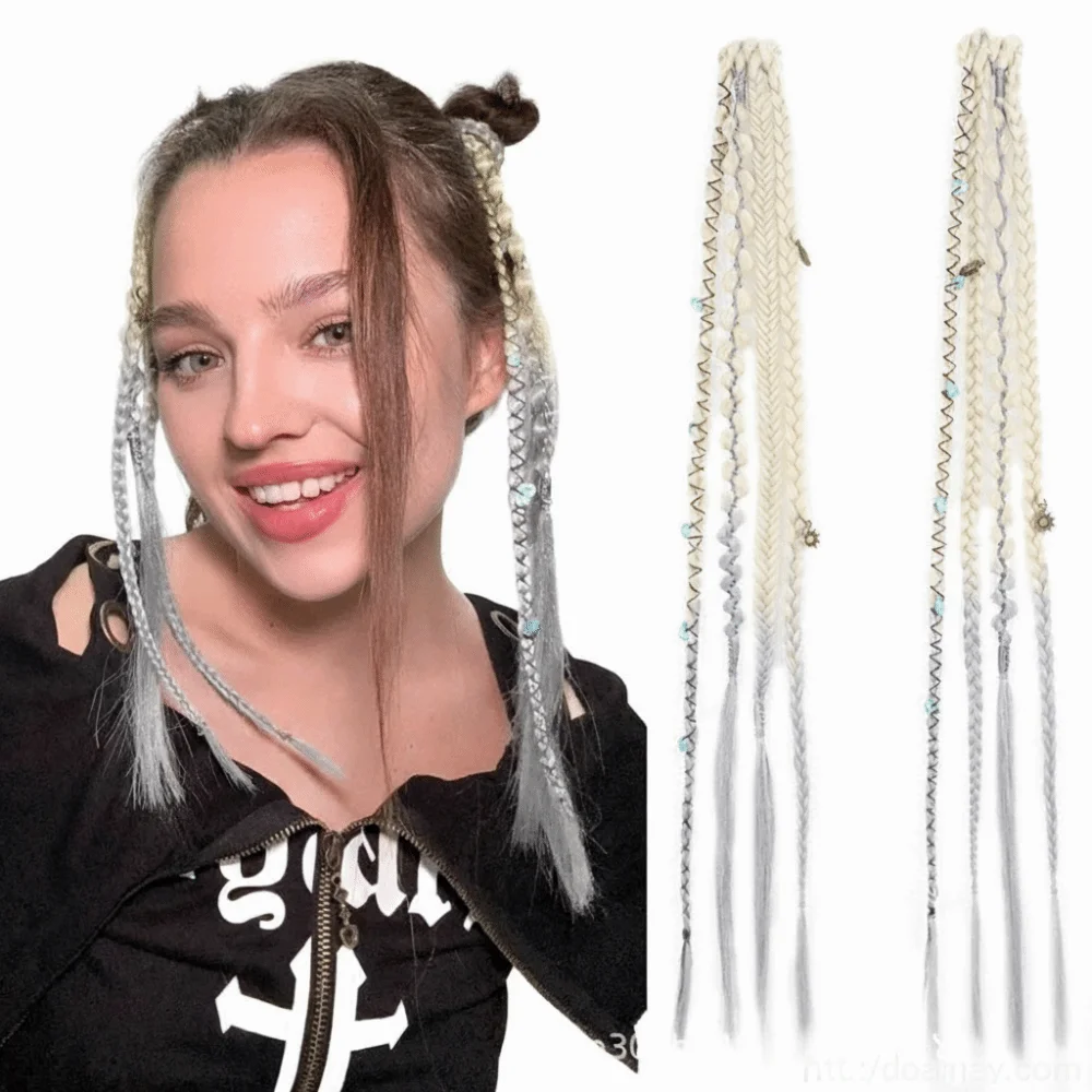 Bohemia Clip in Hair Extensions Handmade Synthetic Weaving Fairy Hair Wig Hairpieces 16 Inches Synthetic Clip-on Long Braid