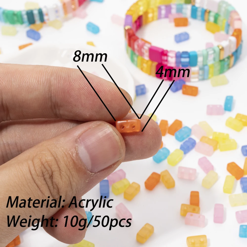 100pcs 4X8MM New Design Half Transparent Acrylic Beads For Jewelry Making Boho Diy Bracelets Accessory FOR handmade Bangle