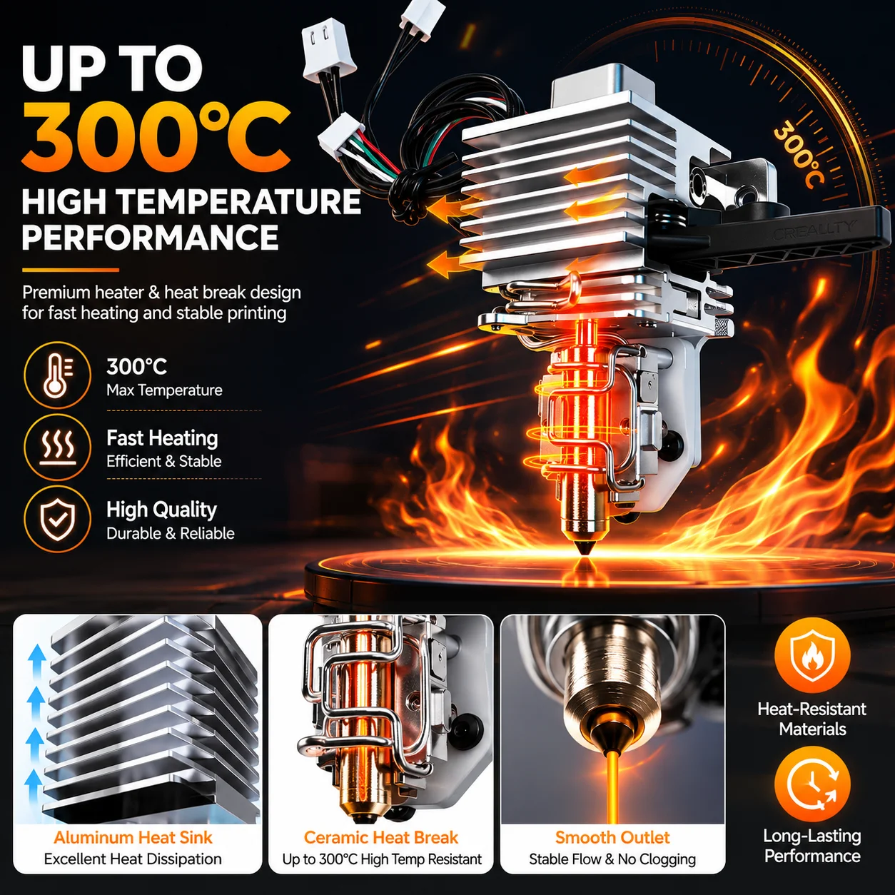 Hotend and Heat Sink Assembly Replacement Kit Compatible with Anycubic Kobra X with Strain Gauge 0.25/0.4/0.6/0.8mm Nozzle