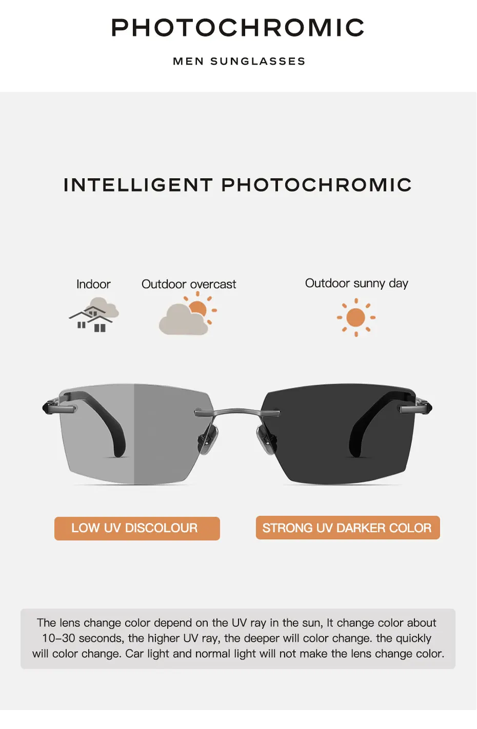 CAPONI Outdoor Polarisierte Sonnenbrille Männer Reinem Titan Licht Designer Fahrer Sonnenbrille Photochrome UV400 Schützen Brillen BS7532 – Detail 3