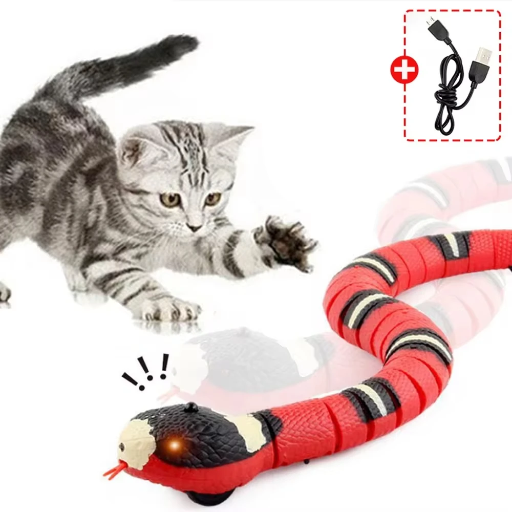 Smart Sensing Cat Toys Interactive Automatic Eletronic Snake Cat Teaser Indoor Play Kitten Toy USB ricaricabile per gatti Kitten