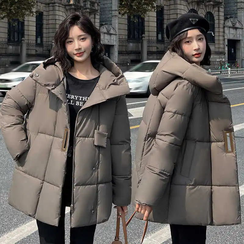 Abrigos de plumón de algodón Vintage para mujer, Parkas gruesas y cálidas con capucha, chaqueta holgada que combina con todo, abrigo de nieve a
