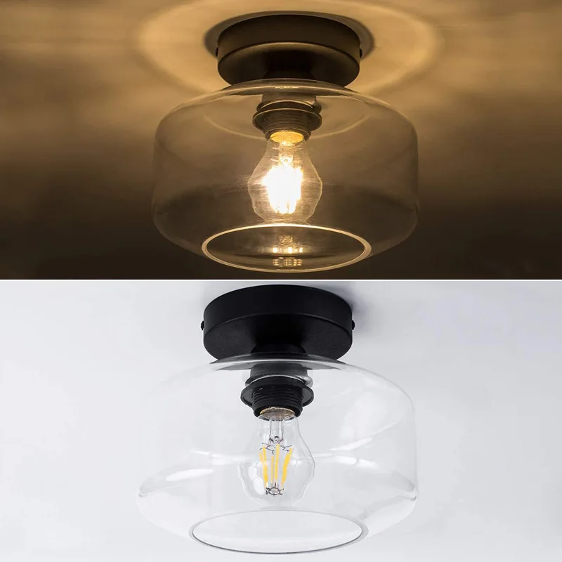 

American Style Aisle Lamp Simple and Transparent Cover Bedroom Dining Hall Farmhouse Lamp Modern Glass Ceiling Light