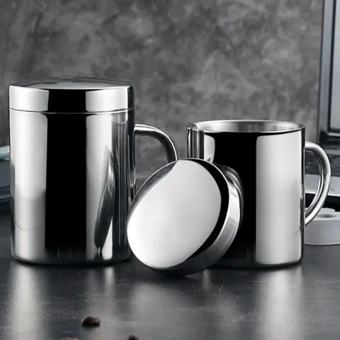 400/260/210ML 304 Stainless Steel Coffee Mug Double Insulation Drinking Cup Tea Cup with Lid