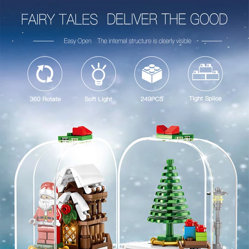 249 個クリエイティブ MOC サンタクロースクリスマスツリークリスタルボールビルディングブロックモデル DIY モジュラーアセンブリおもちゃ子供のクリスマスギフト