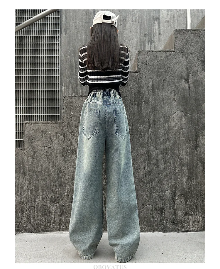 American Girls Retro-Jeans mit Sternen, Kinder Trendige Grafik-Design Gerade Denim-Hose, Kinder Street Hip-Hop Jeans Hose – Detail 5