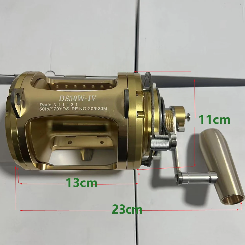 130W 80W 2-Gang-Trommelrolle für Hochseeangeln, Big Game Trolling Jigging Rolle, Salzwasser, maximale Zugkraft 130LB, für Thunfisch, Marlin, Pesca – Detail 3