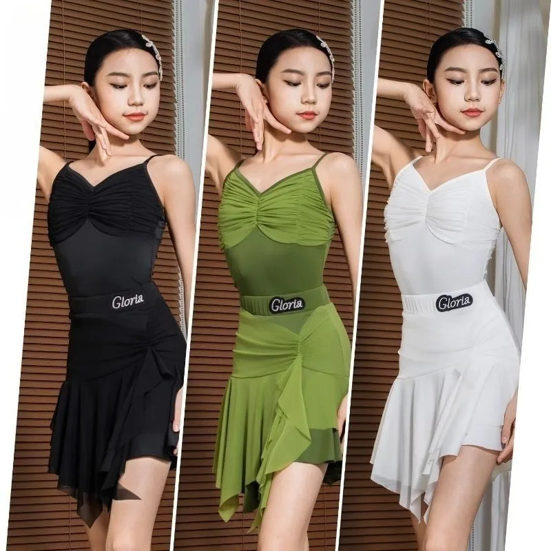 Meisjes Latin Dance Kinderkleding Kinderen Tango Rok Carnavalskleding Danskleding Latin Salsa Hoge kwaliteit Kwastje Dansjurk Outfits