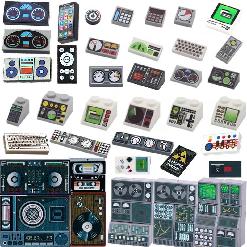 City Building Blocks Accessories Dashboard Audio Computer Control Center Radar Keyboard Mobile Phone Model Mini Brick Toy R054