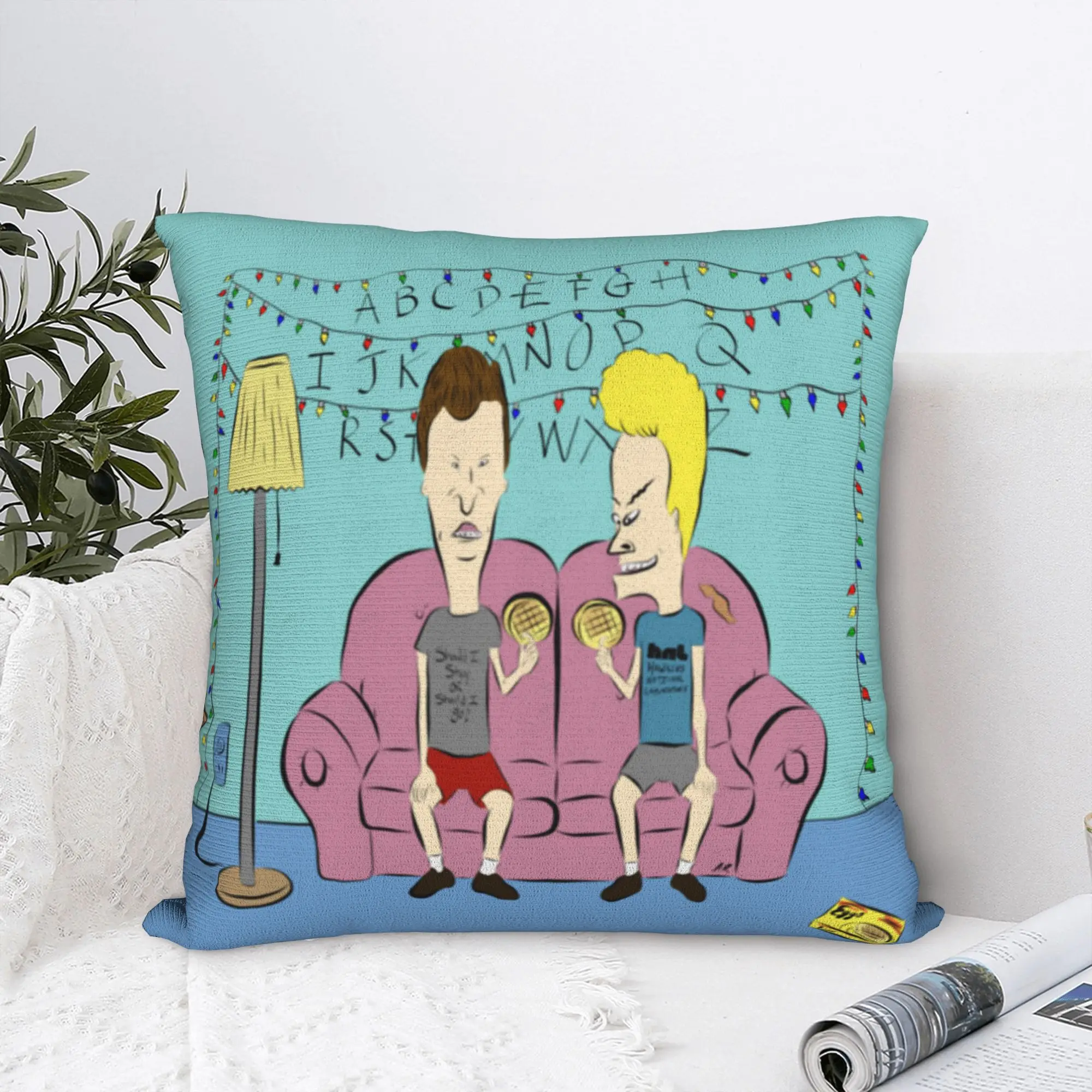 Stranger Beavis and Butthead Square Pillow Case 90s Music BB Cushion Covers Creative Zipper Decor Pillowcase for Home 45x45cm