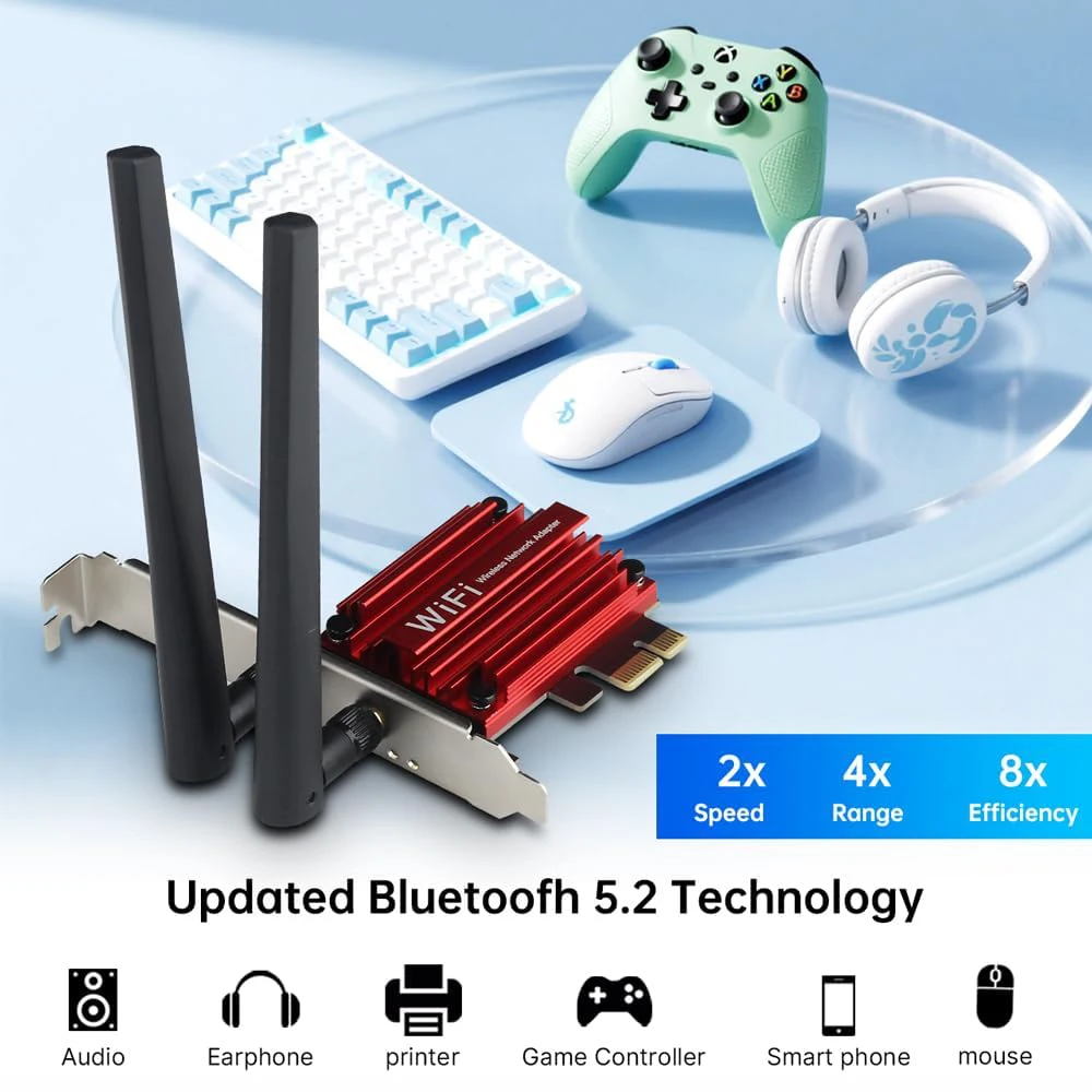 WiFi 6 AX1800 BT5.2 MT7921 Wireless Network Card PCIE X1 WiFi 6E BT5.3 MT7922 WiFI 7 BT5.4 MT7925 PCIE WiFi Adapter For Win10/11