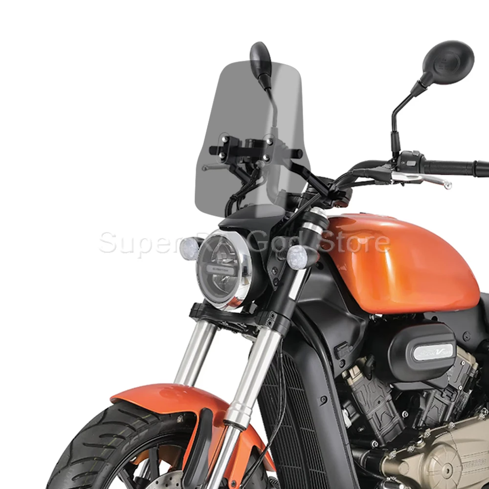 For QJMOTOR SRV300 SRV125 SRV250 SRV 125 250 300 Adventure Motorcycle Front Windshield with 12mm Navigation Bracket Tube