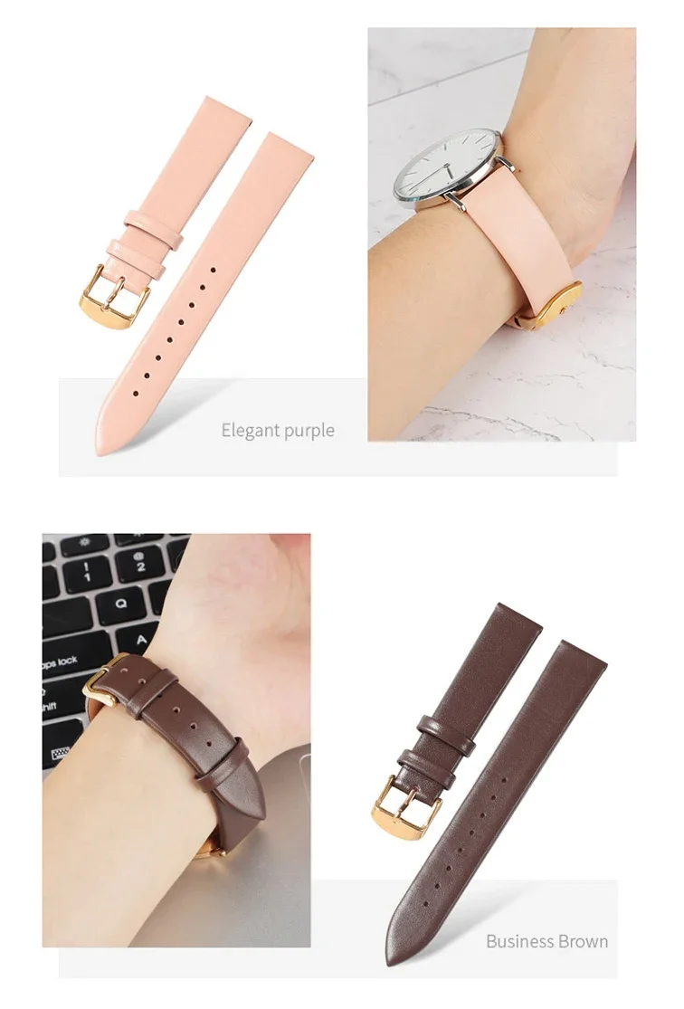 Uhrenzubehör, echtes Lederarmband für DW Daniel Wellington Uhren, modische Uhrenbänder in Rot und Pink, 14/16/18/20/22 mm. – Detail 11