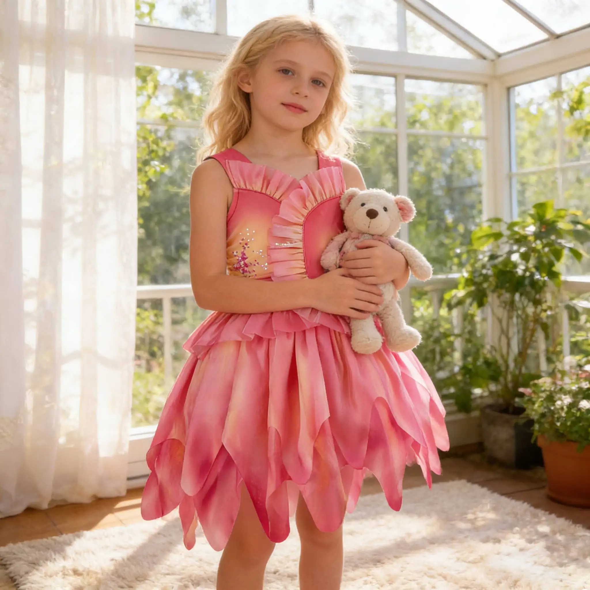 Glinda Kleid für Mädchen, Rosentanzkleidung, böse Halloween-Kostüm, Verkleidung, Prinzessin, Partykleid, Mädchen, Rollenspiel, Fantasie-Outfits