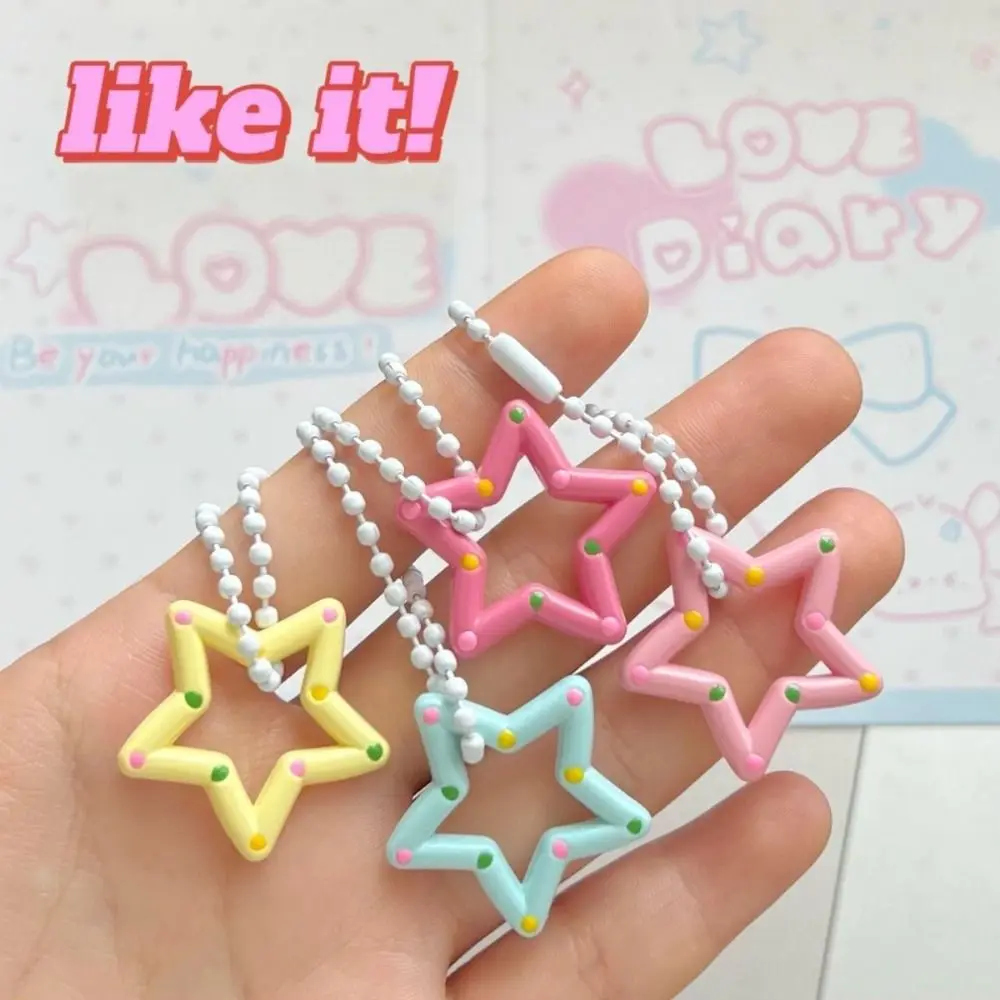 Colorful Hollow Out Star Keychain Korean Style Cute Mini Resin Star Keyring Wave Point Star Pendant Hanging Accessory