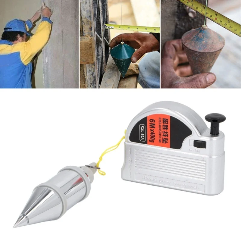 

C9 High Precision Magnetic Wire Hammer Retractable 6 Meter Line Drop Vertical Measuring Tool For Construction Site Woodworking