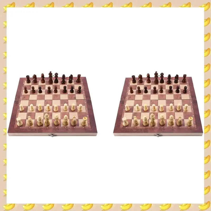 A45U 2X 3 In 1 Wooden International Chess Set Board Travel Games Chess Backgammon Draughts Entertainment